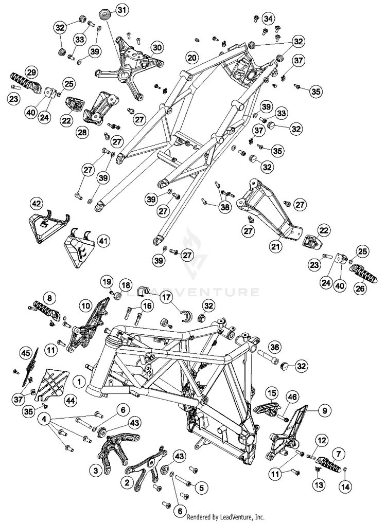 Frame 1290 SUPERDUKE R BLACK Chassis - 2015 Schematic