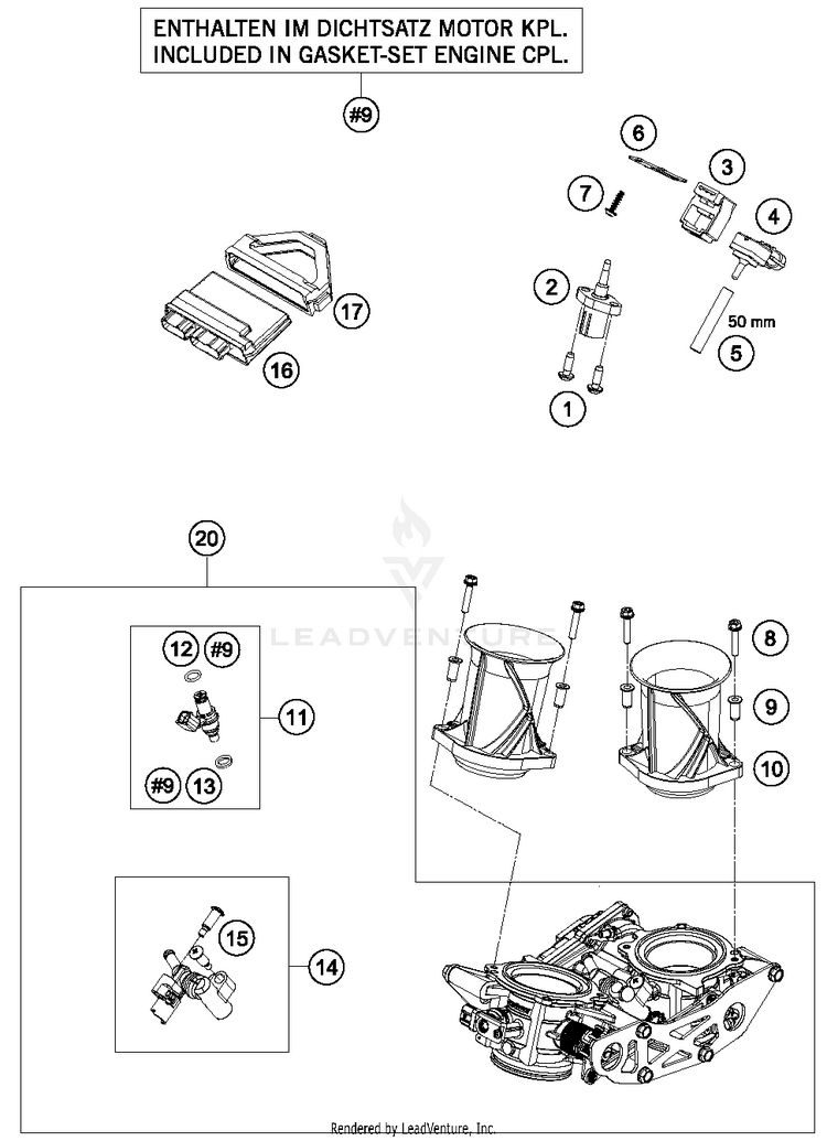 Throttle Body 1290 SUPERDUKE R ORANGE Engine - 2015 Schematic