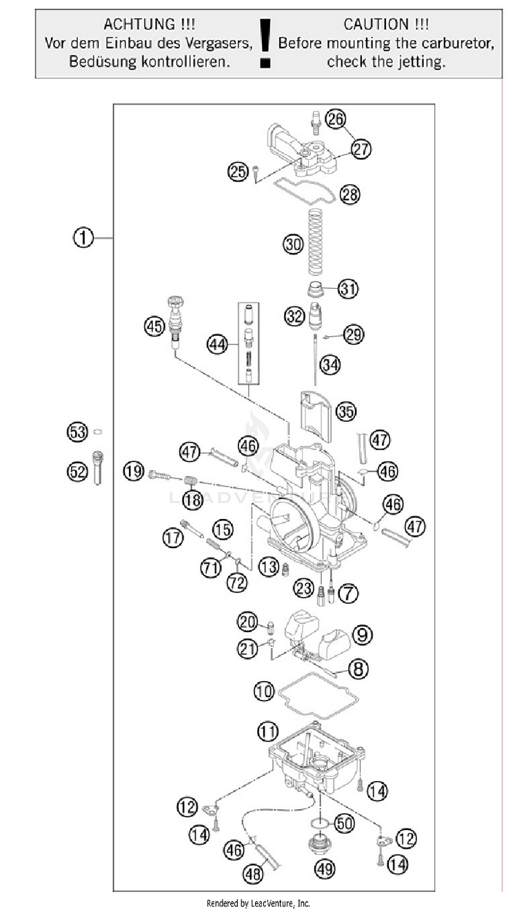 Carburetor 250 XC Engine - 2012 Schematic