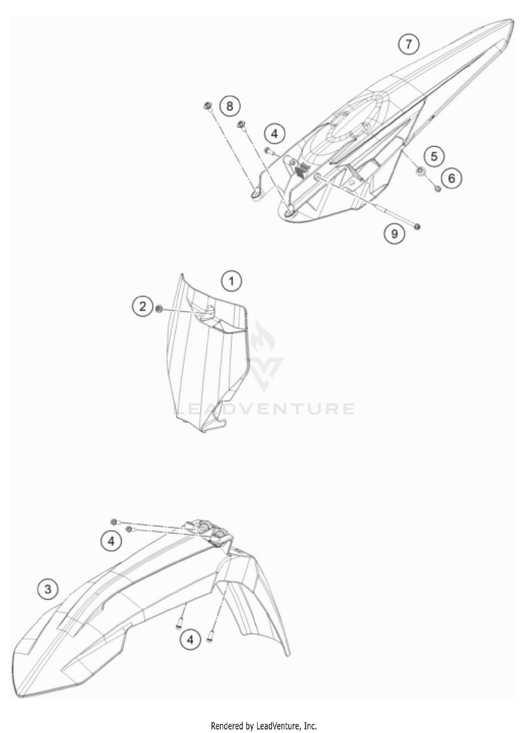 Mask, Fenders 250 SX-F Chassis - 2022 Schematic