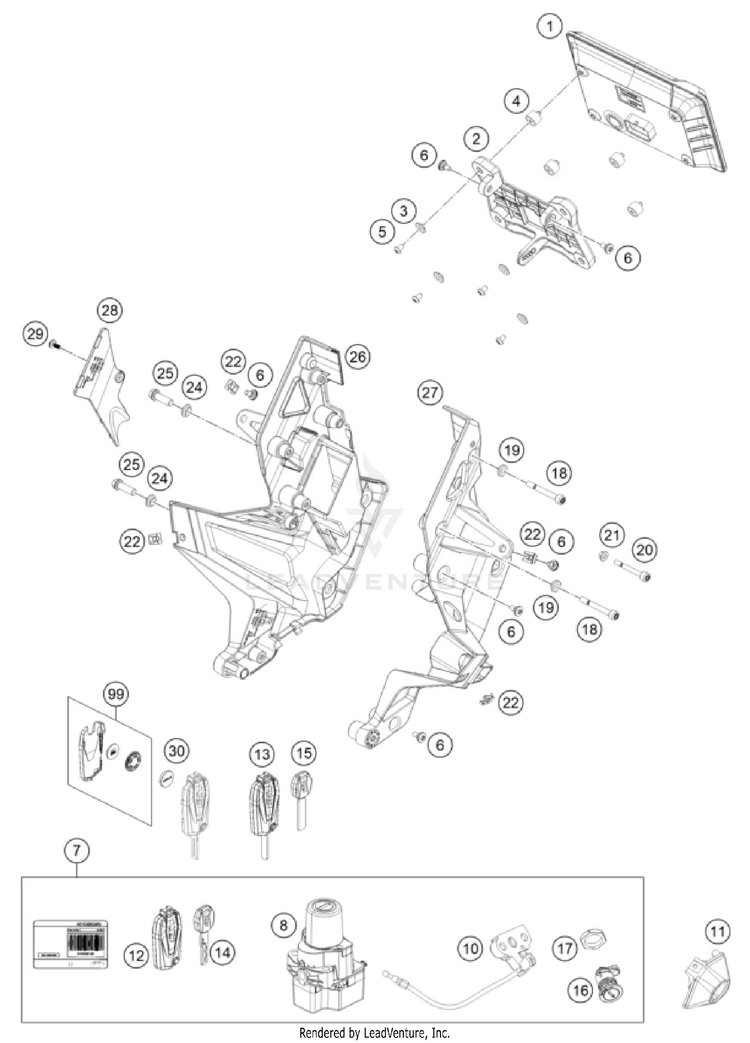Instruments / Lock System 1290 SUPER DUKE GT, orange CHASSIS - 2023 Schematic