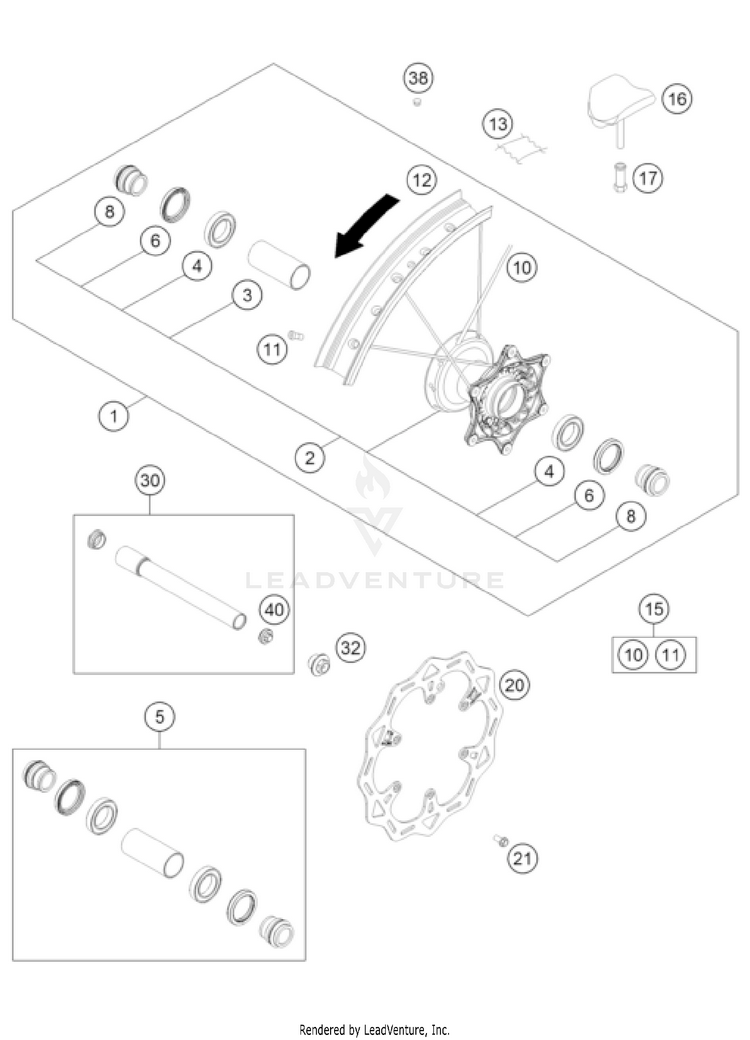 Front Wheel 350 SX-F CHASSIS - 2022 Schematic
