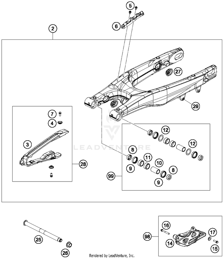 Swing Arm 150 SX Chassis - 2016 Schematic