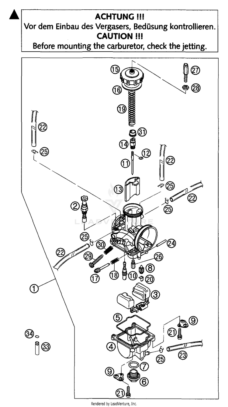 Carburetor Keihin Pwk 38 Ag 250 EXC Engine - 2002 Schematic