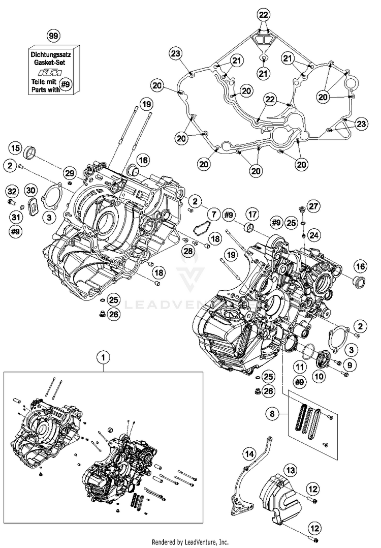 Engine Case 1290 SUPERDUKE R BLACK Engine - 2015 Schematic