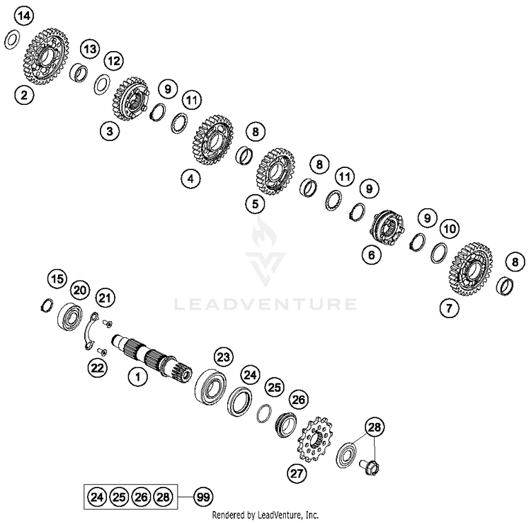 Transmission Ii - Countershaft 450 SXF FACTORY EDITION Engine - 2016 Schematic