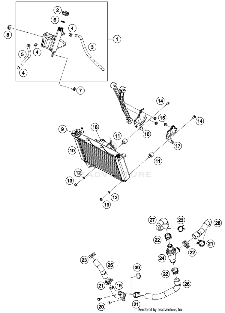 Cooling System RC 390 WHITE Engine - 2015 Schematic