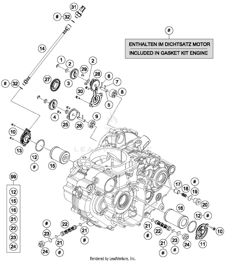 Lubricating System 690 DUKE ORANGE ENGINE - 2017 Schematic