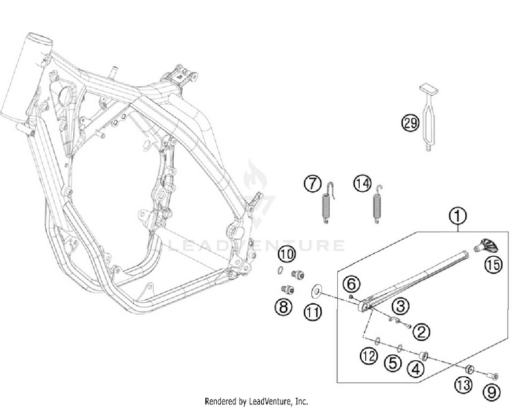 Side / Center Stand 500 EXC Chassis - 2012 Schematic