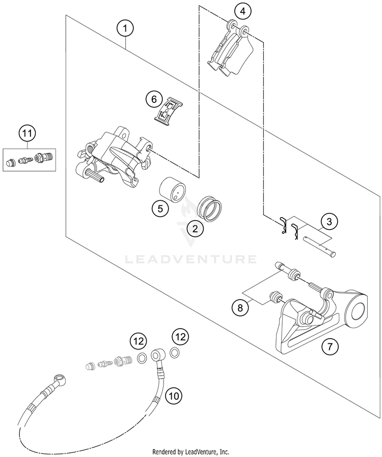 Rear Brake Caliper 500 EXC-F SIX DAYS CHASSIS - 2020 Schematic