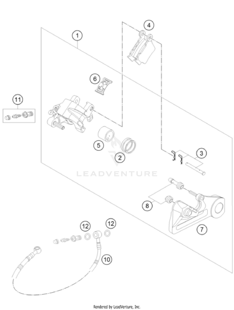 Rear Brake Caliper 500 EXC-F US CHASSIS - 2022 Schematic