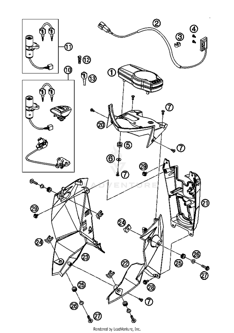 Instruments, Lock System 690 Supermoto Black Chassis - 2007 Schematic