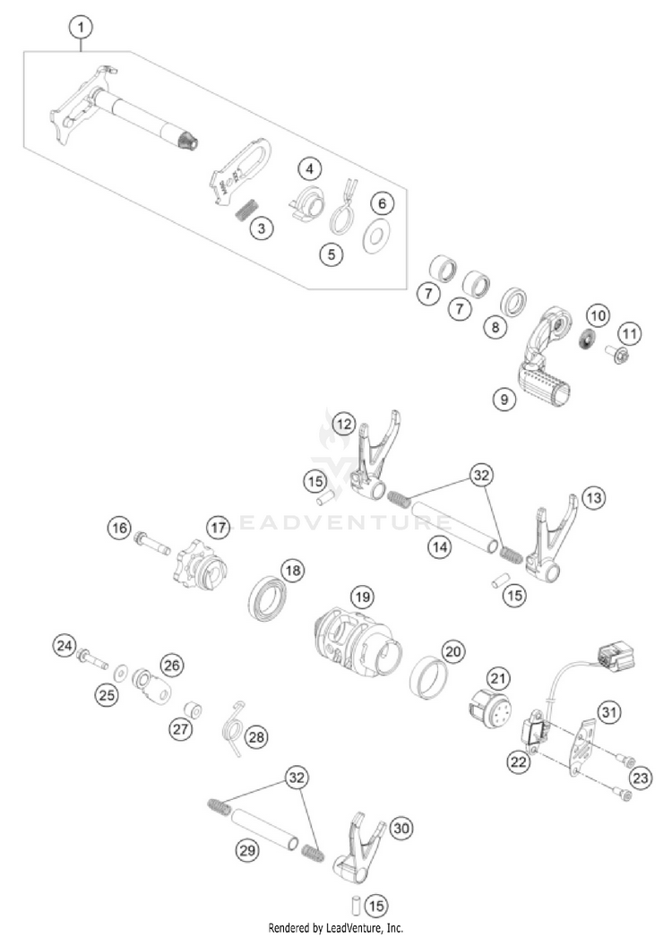 Shifting Mechanism 250 SX-F ENGINE - 2025 Schematic