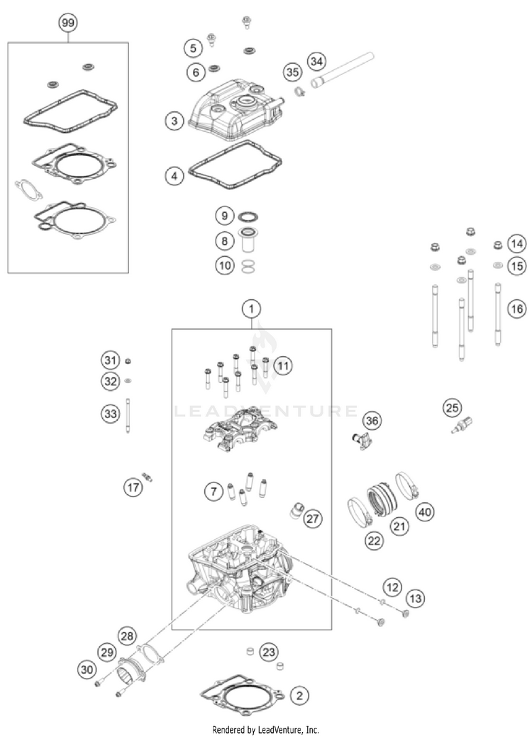 Cylinder Head 350 EXC-F ENGINE - 2024 Schematic
