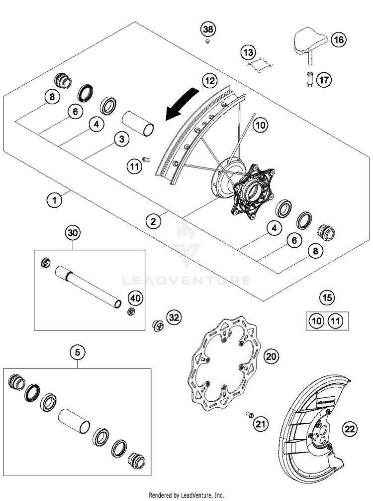 Front Wheel 250 SX-F FACTORY EDITION Chassis - 2016 Schematic