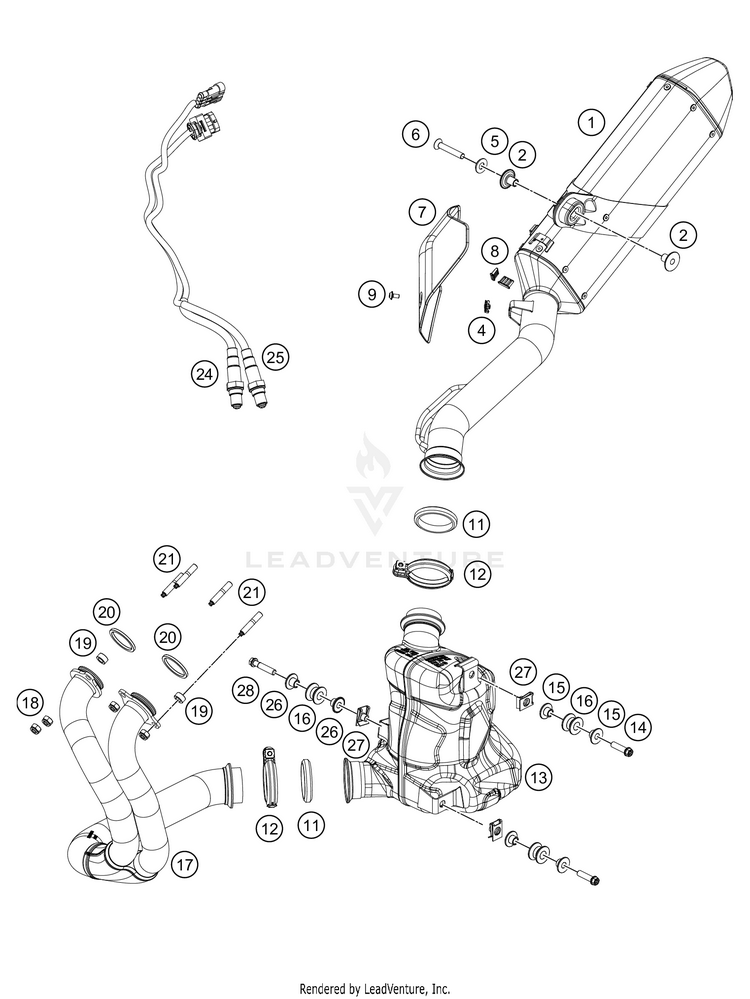 Exhaust System 890 ADV R RALLY Chassis - 2021 Schematic
