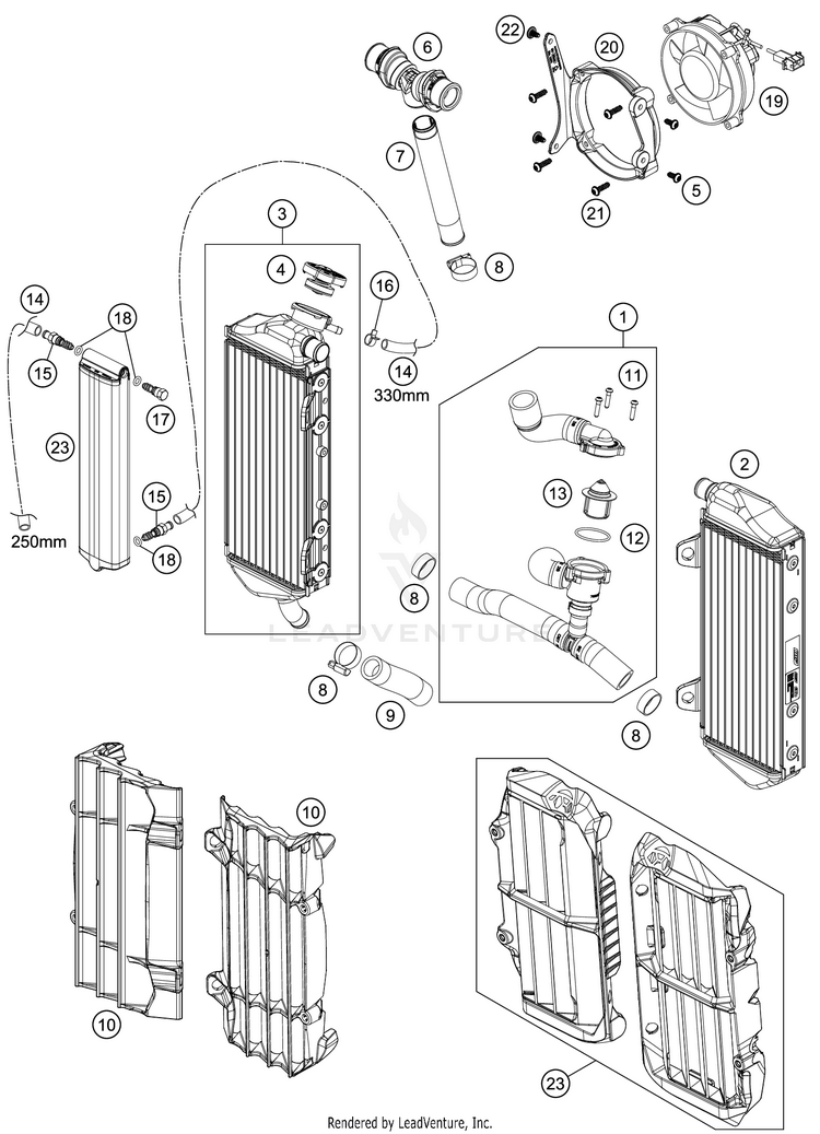 Cooling System 250 XC TPI ENGINE - 2020 Schematic