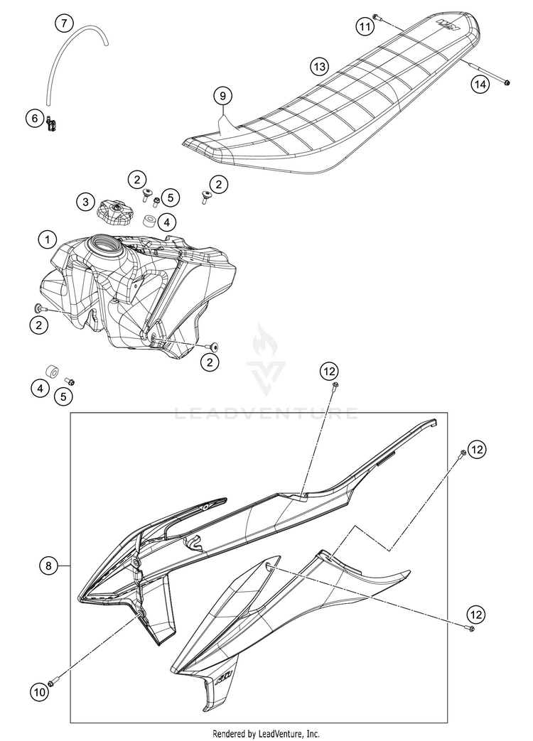Tank, Seat 350 SX-F Chassis - 2021 Schematic