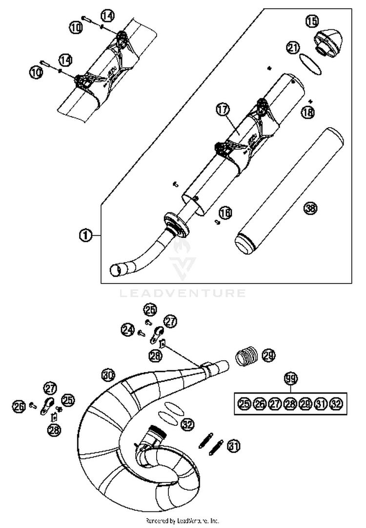Exhaust System 300 XC Chassis - 2014 Schematic