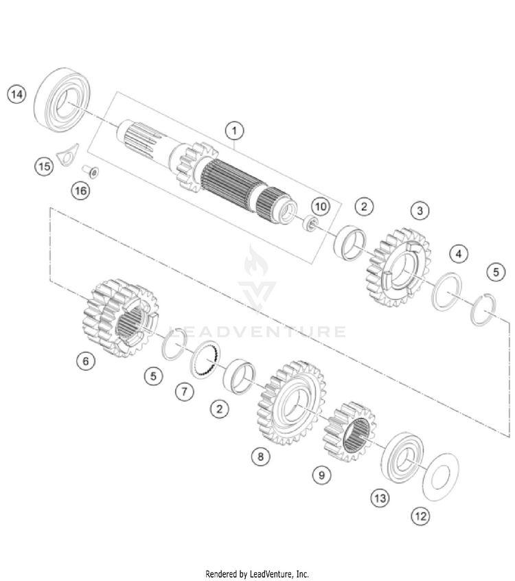 Transmission I - Main Shaft 300 XC-W TPI USA ENGINE - 2024 Schematic