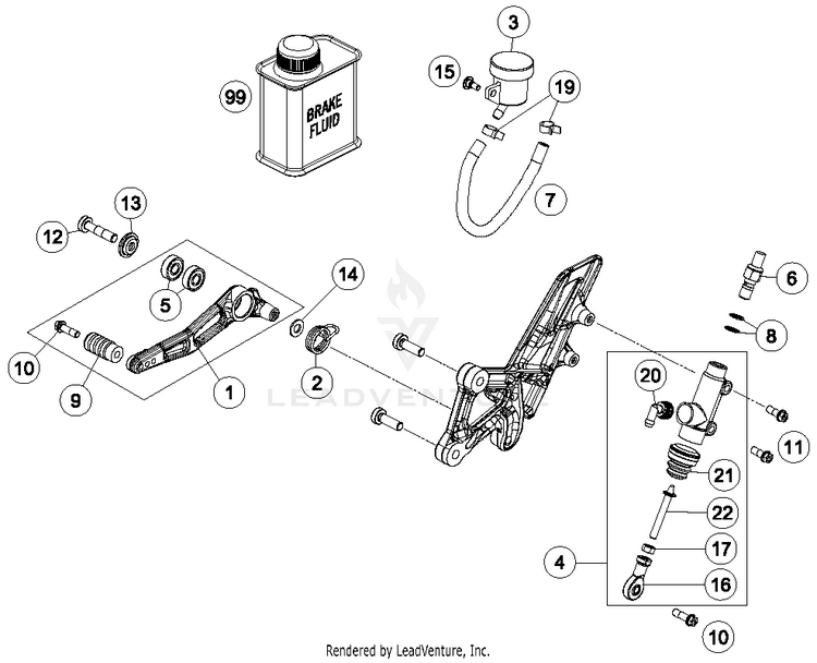 Rear Brake Control 1290 SUPERDUKE R ORANGE Chassis - 2015 Schematic