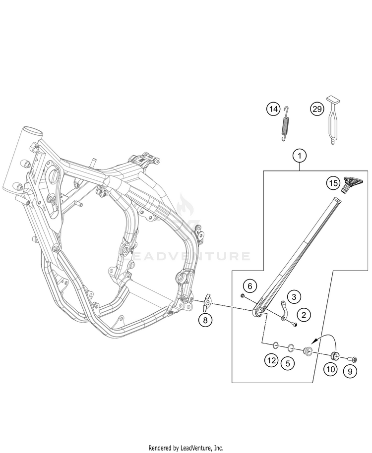 Side / Center Stand 500 EXC-F SIX DAYS Chassis - 2021 Schematic