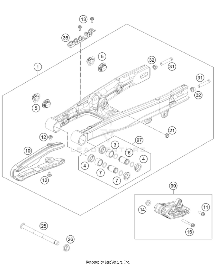 Swing Arm 50 SX FACTORY EDITION CHASSIS - 2024 Schematic