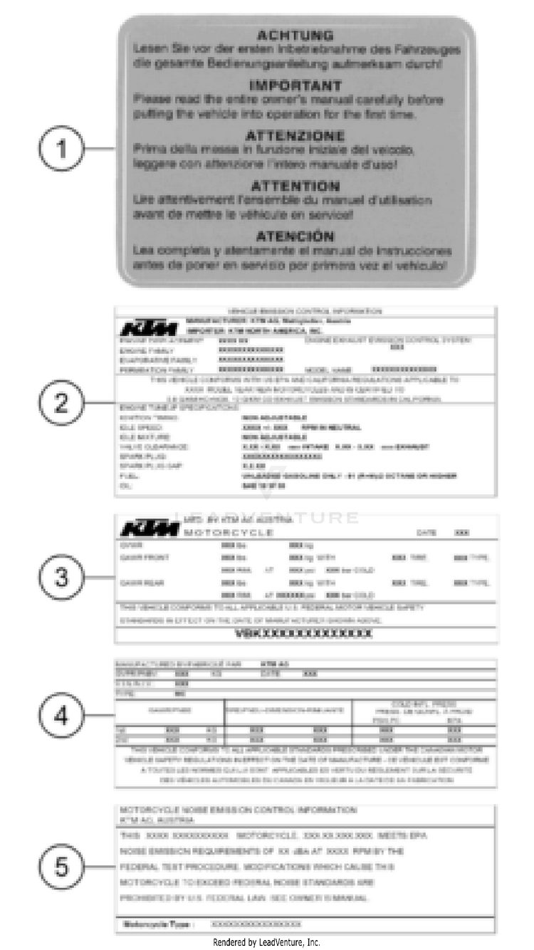 Technic Information Sticker 1290 SUPER ADVENTURE S, grey CHASSIS - 2023 Schematic
