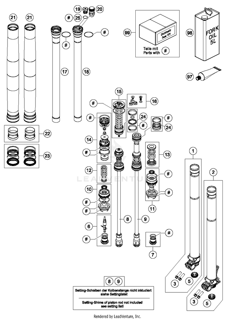 Front Fork Disassembled 150 SX CHASSIS - 2017 Schematic
