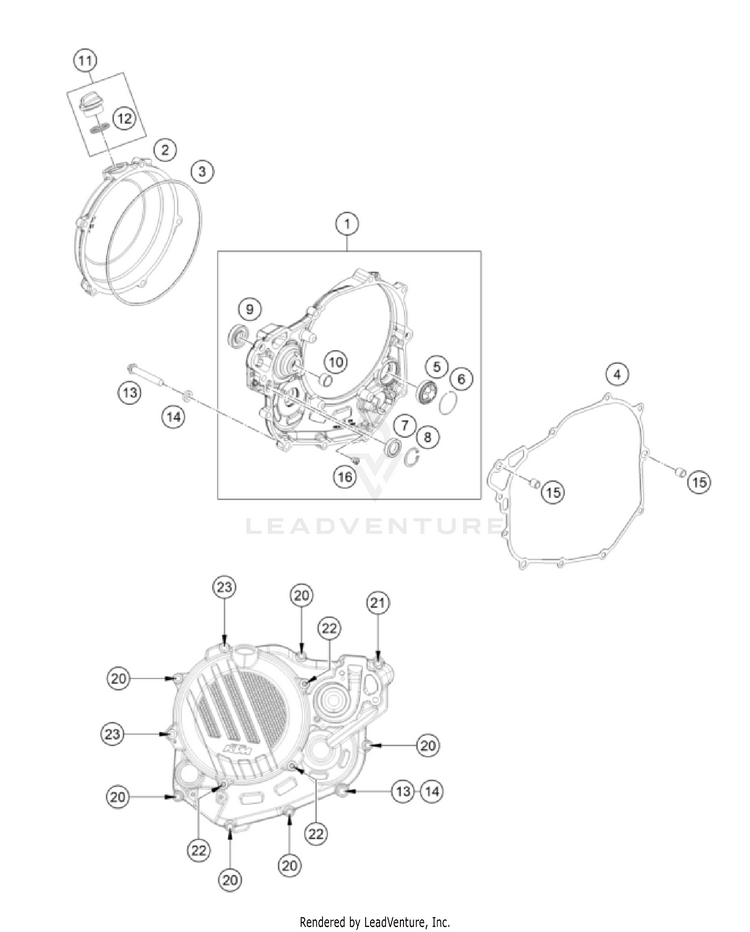 Clutch Cover 500 EXC-F USA Engine - 2023 Schematic