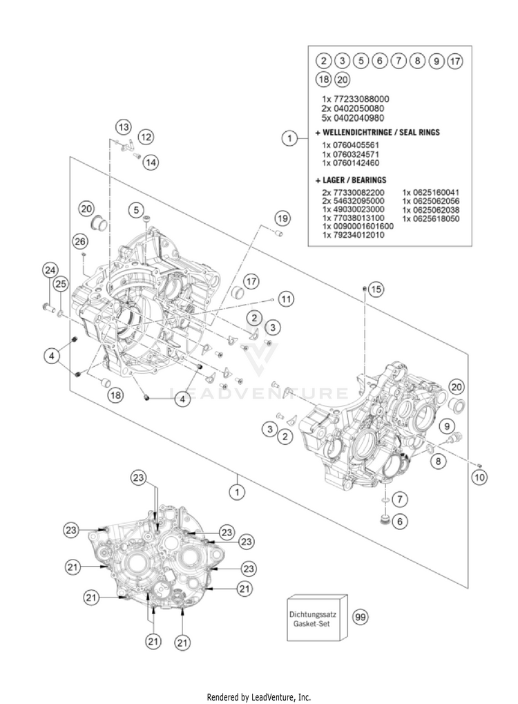 Engine Case 350 SX-F Engine - 2023 Schematic