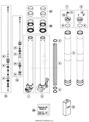Front Fork Disassembled Schematic
