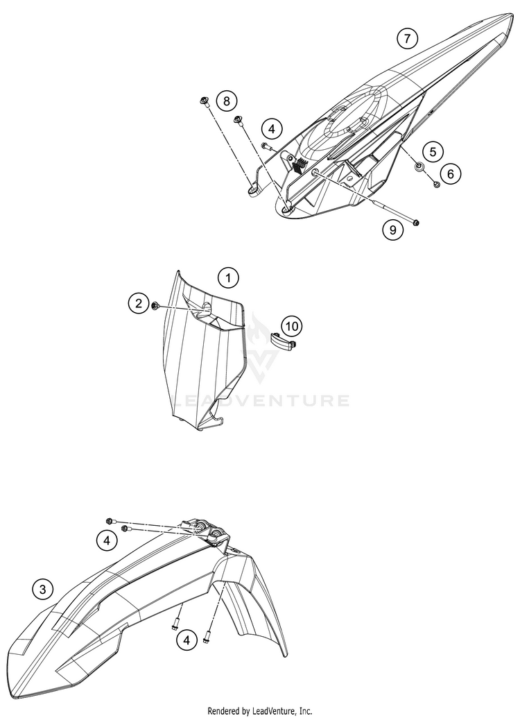 Mask, Fenders 350 SX-F CHASSIS - 2020 Schematic