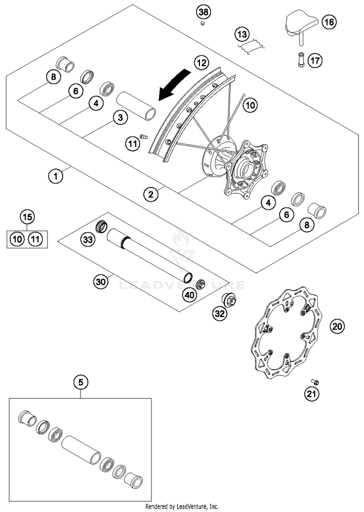 Front Wheel 500 EXC-F CHASSIS - 2018 Schematic