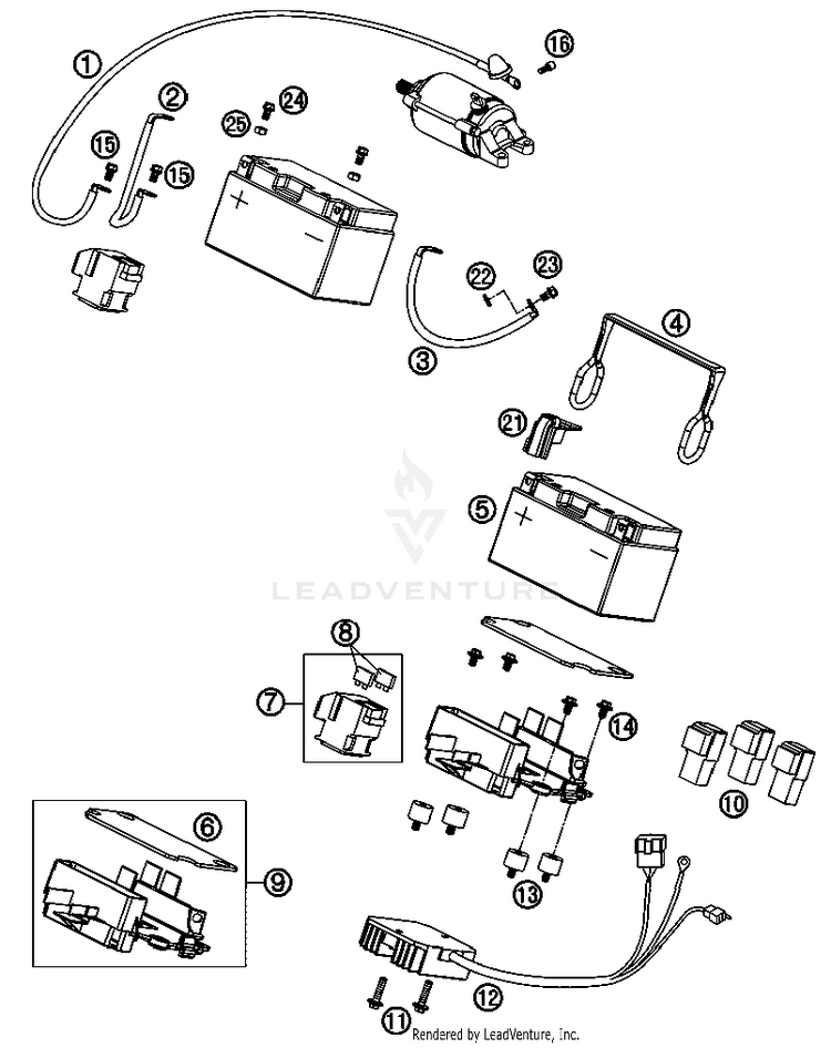 Battery 690 Supermoto Orange Chassis - 2007 Schematic