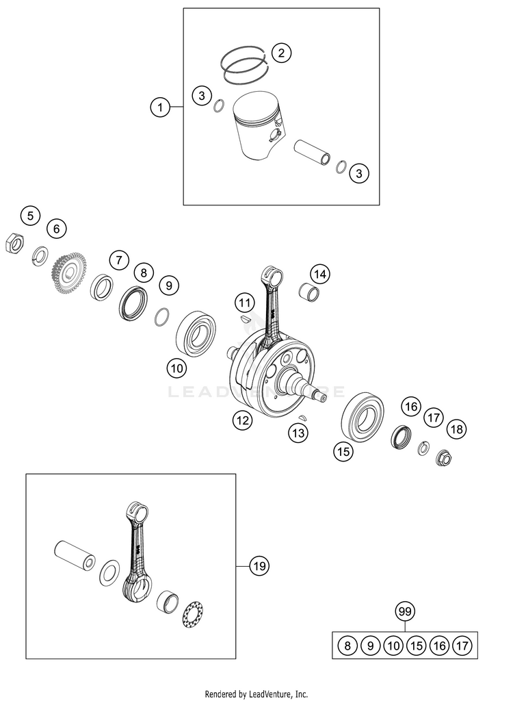 Crankshaft, Piston 300 XC TPI ENGINE - 2020 Schematic