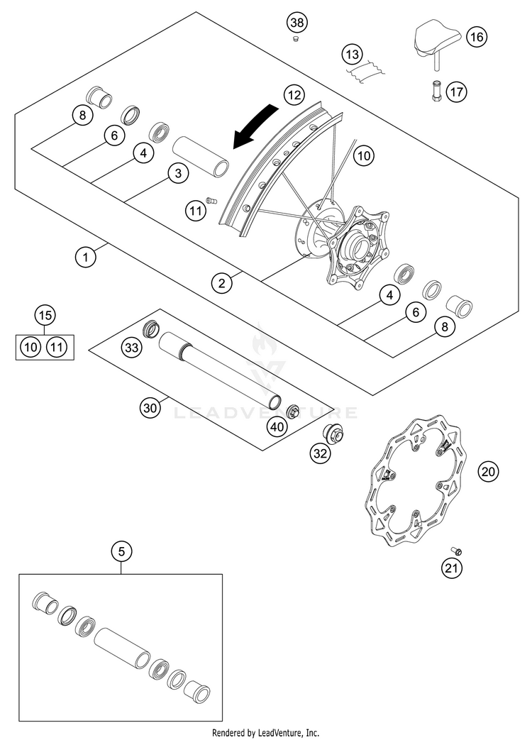 Front Wheel 450 XC-F Chassis - 2021 Schematic