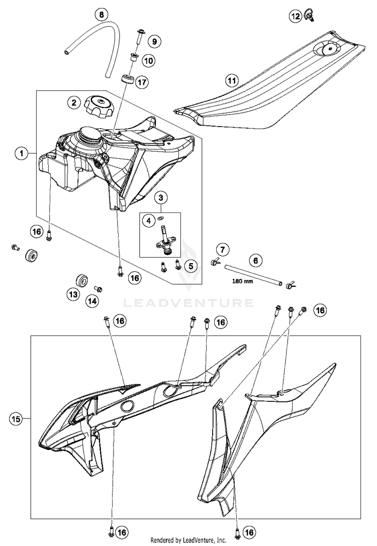Tank, Seat, Cover 50 SX MINI CHASSIS - 2018 Schematic