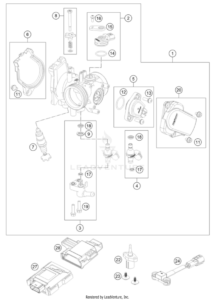 Throttle Body 350 SX-F ENGINE - 2025 Schematic