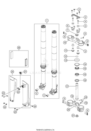 Front Fork, Triple Clamp Schematic