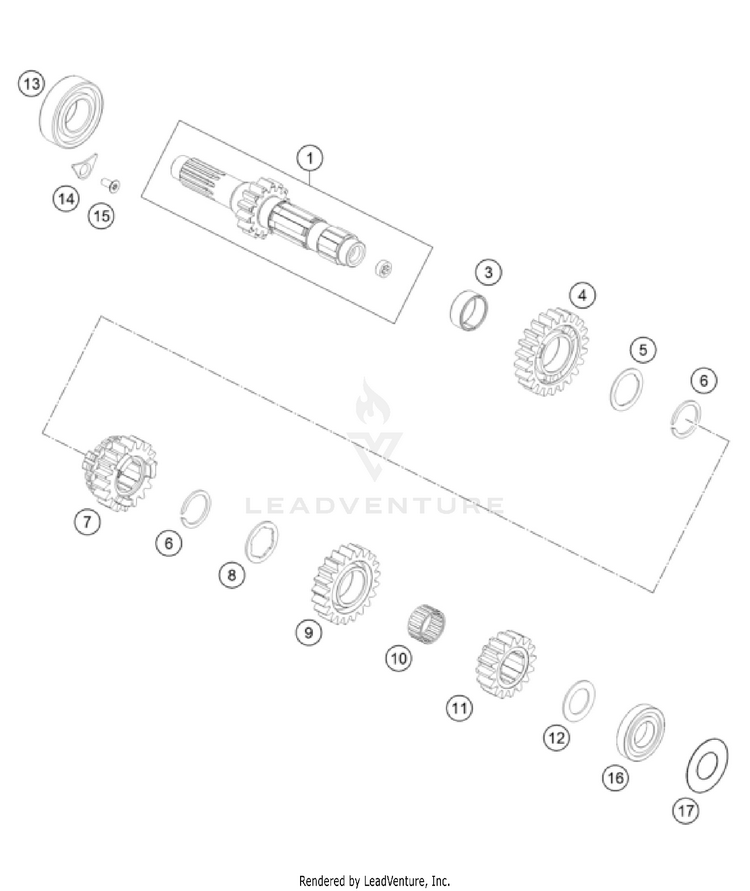 Transmission I - Main Shaft 350 SX-F Engine - 2022 Schematic