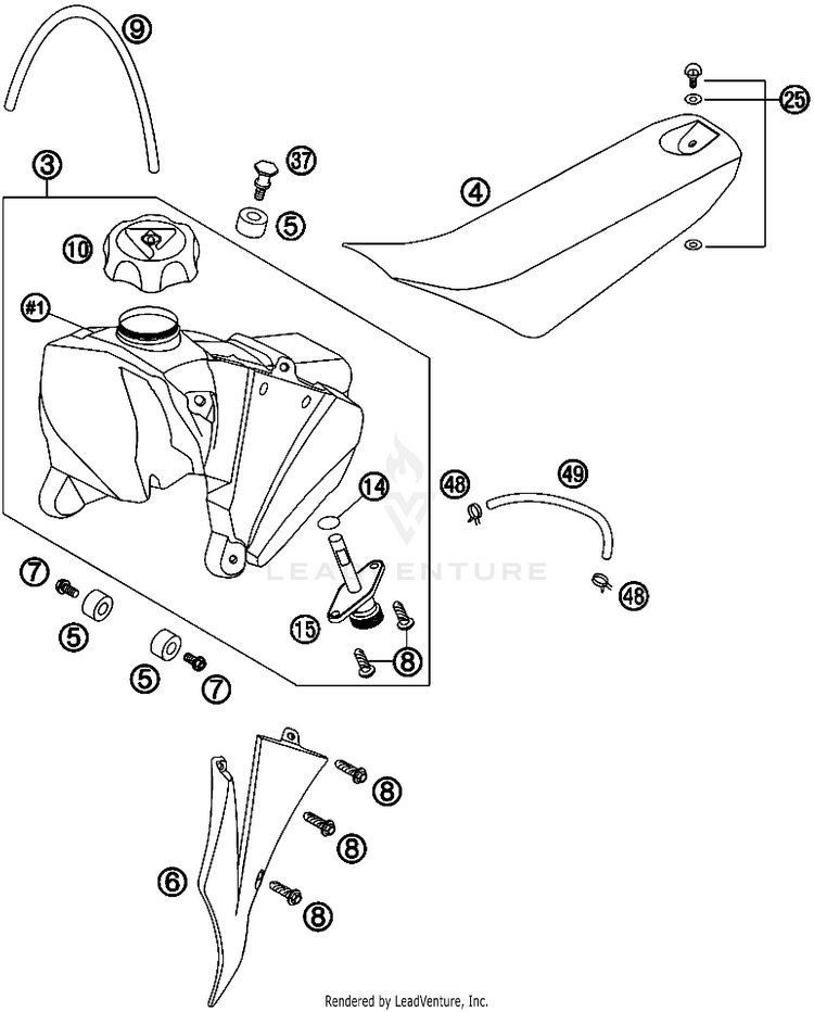 Tank, Seat, Cover Schematic