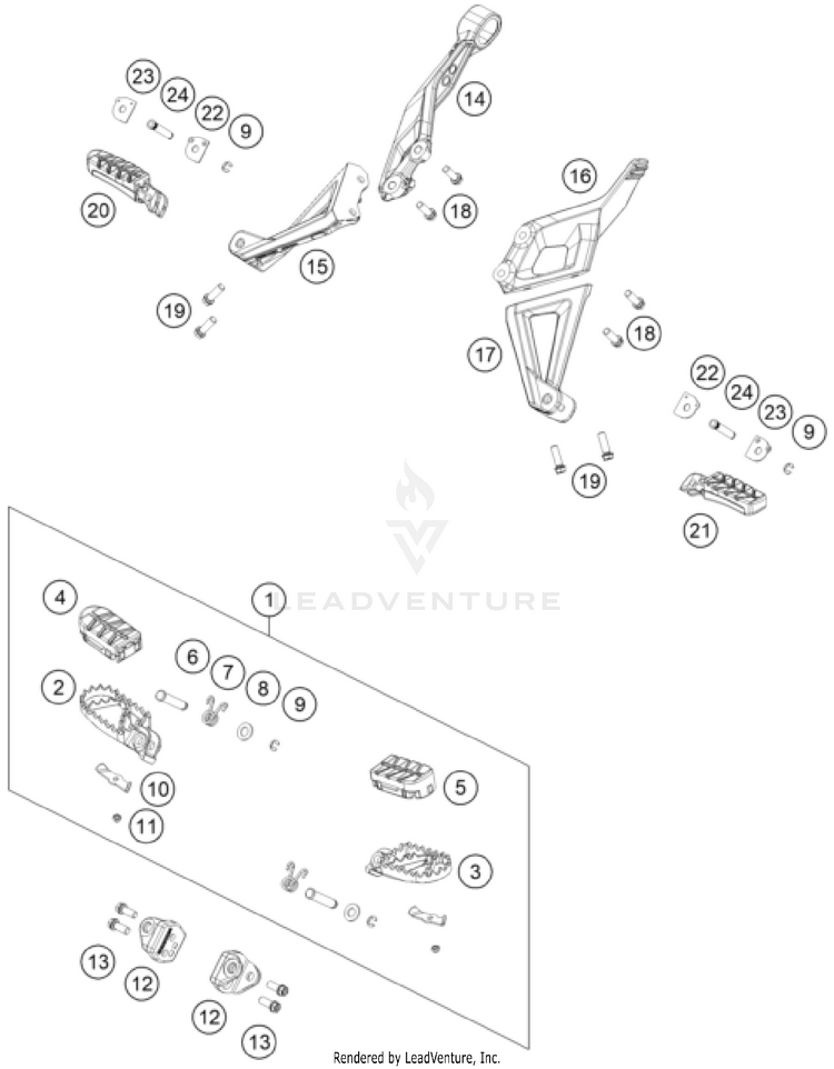 Footpegs 1290 SUPER ADVENTURE R OT CHASSIS - 2024 Schematic