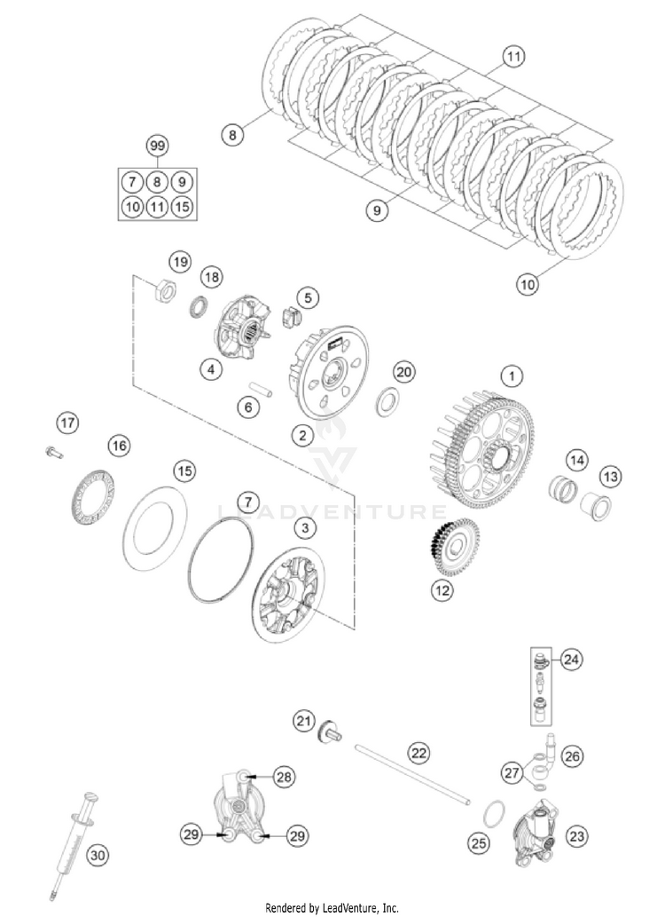 Clutch 300 XC-W TPI USA ENGINE - 2024 Schematic