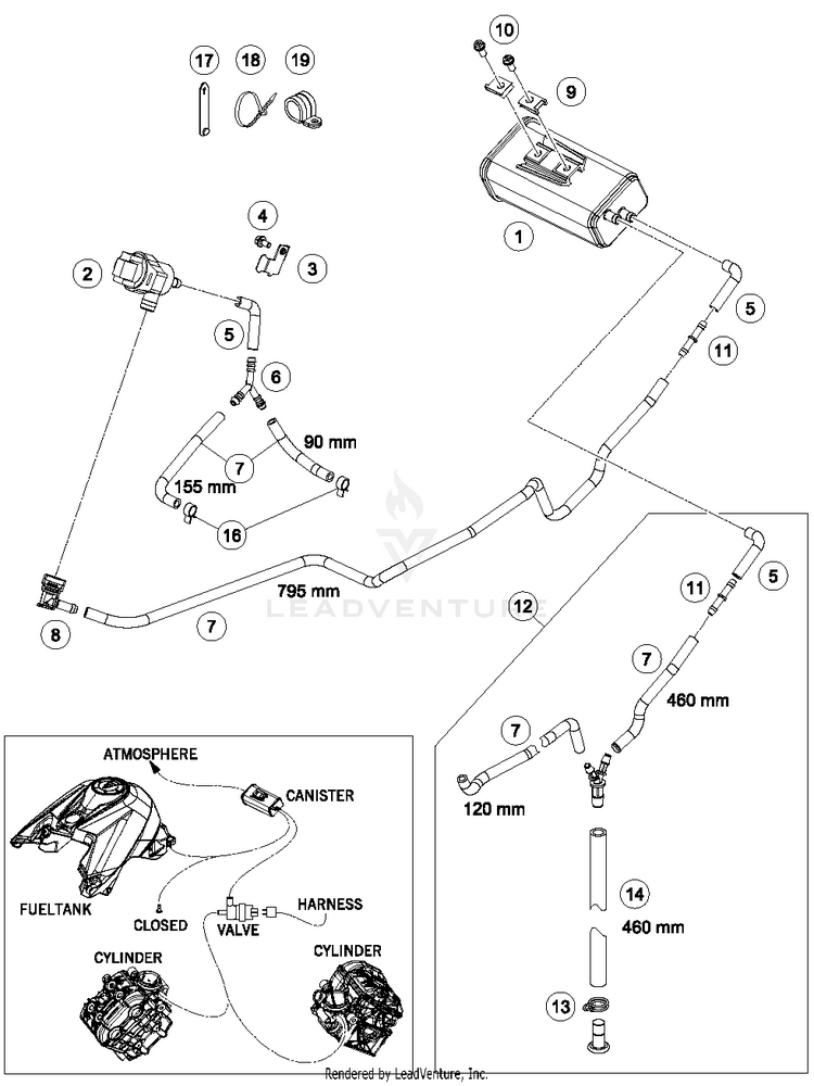 Evaporative Canister 1290 SUPERDUKE R BLACK Chassis - 2015 Schematic