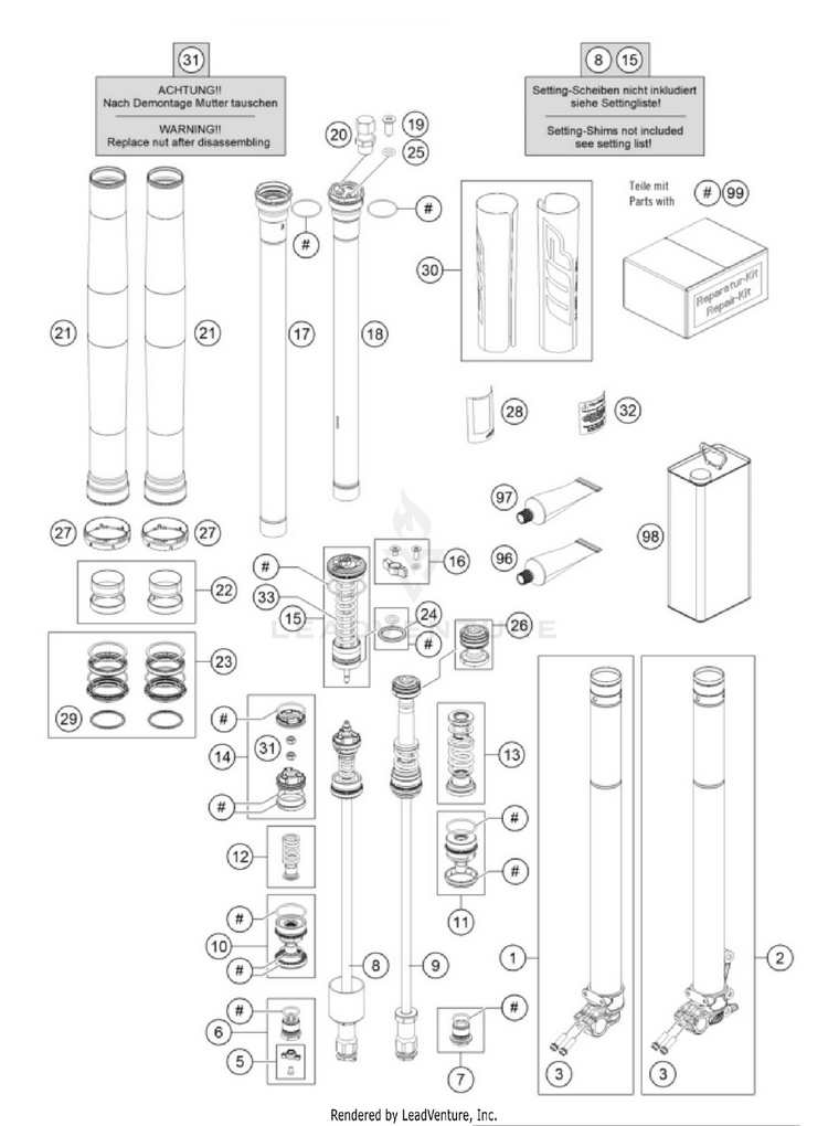 Front Fork Disassembled 250 SX-F CHASSIS - 2026 Schematic