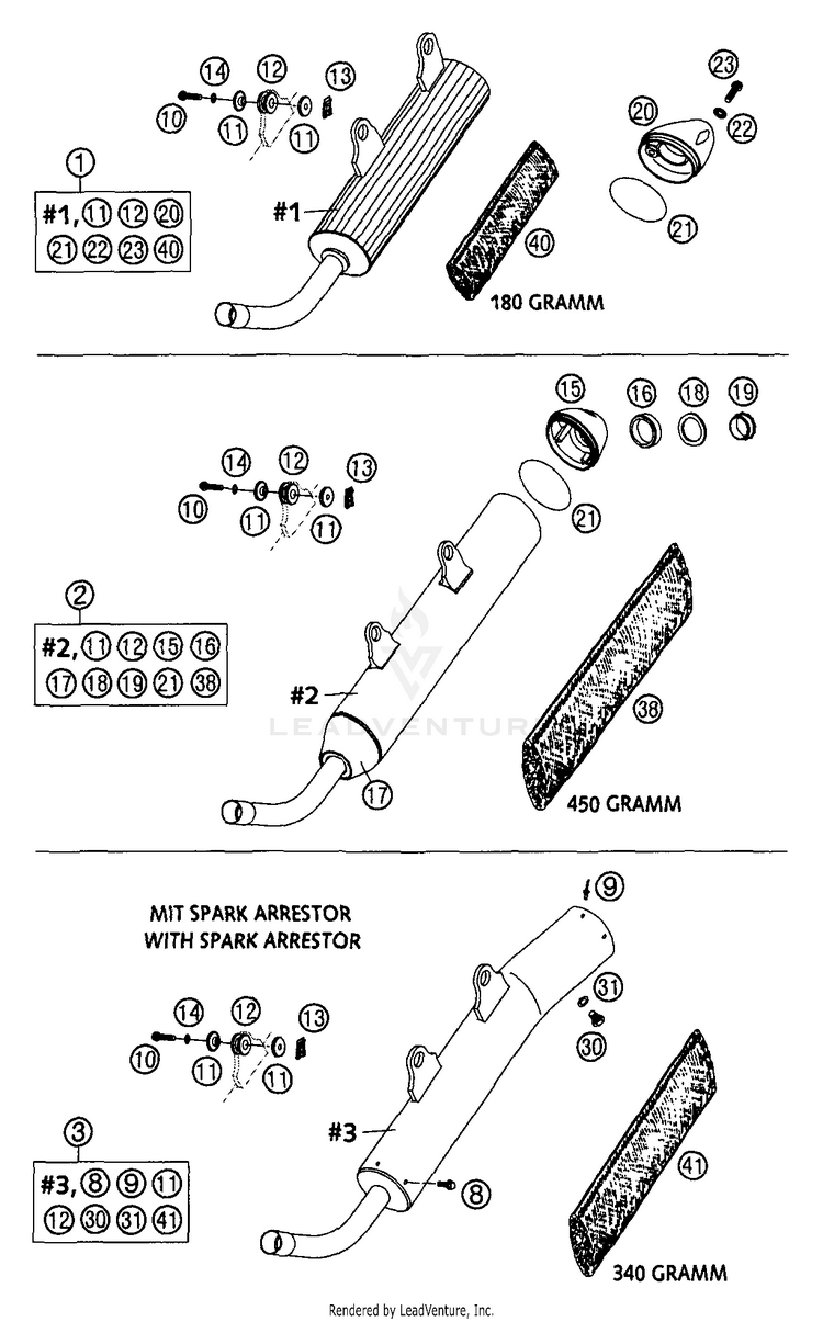 Exhaust Silencer 200 EXC Chassis - 2004 Schematic