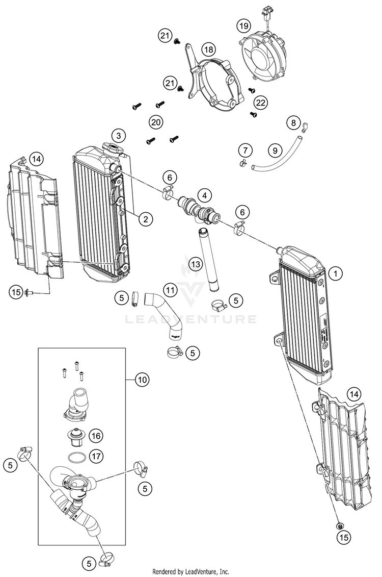 Cooling System 450 EXC-F SIX DAYS ENGINE - 2019 Schematic