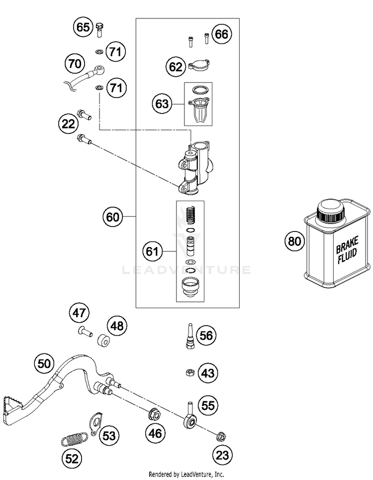 Rear Brake Control 50 SX Mini Chassis - 2014 Schematic
