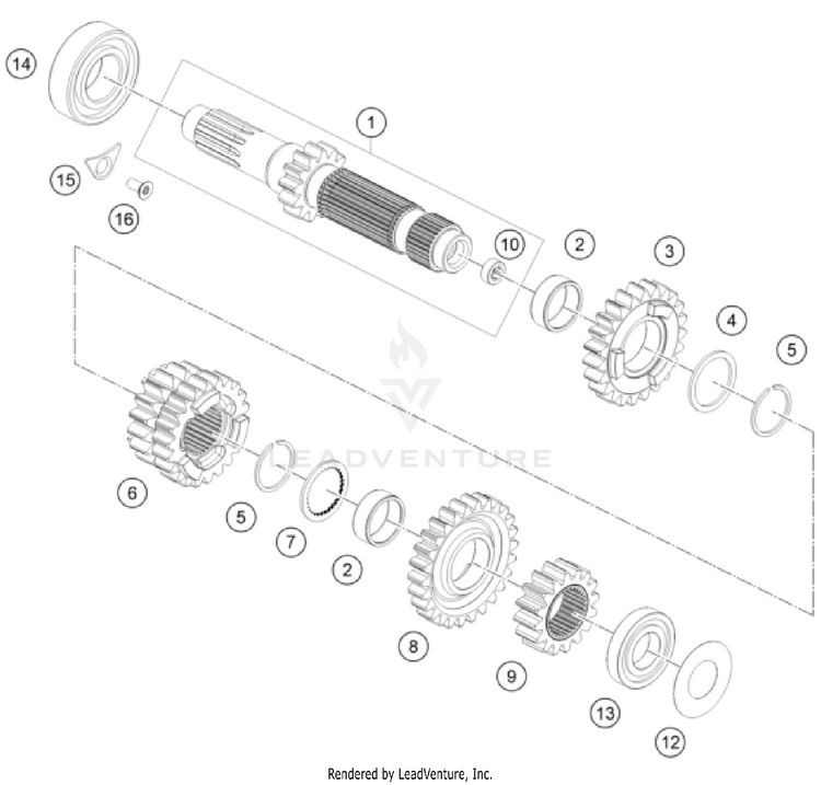 Transmission I - Main Shaft 350 EXC-F ENGINE - 2026 Schematic